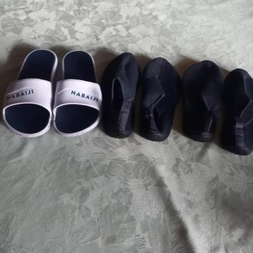 Waterschoenen Tribord maat 38/39 en slippers Nabaiji beschikbaar voor biedingen