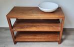 Badkamermeubel in teak + lavabo, Huis en Inrichting, Ophalen, Zo goed als nieuw, Wasbak of Wastafel