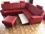 Italiaanse hoekbank in echt leer voor de woonkamer, Huis en Inrichting, Ophalen, Zo goed als nieuw, Leer