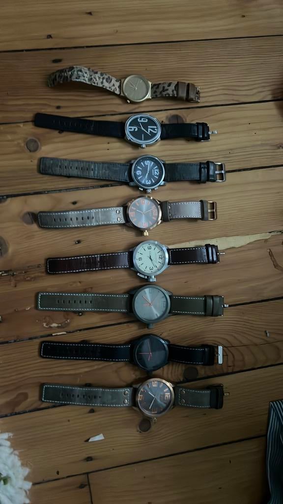 Verschillende horloges, Leer, Staal, Polshorloge, Zo goed als nieuw