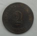 Zeer zeldzame Duitse 2 Pfennig 1873 C zeer mooie munt KM# 2, Duitsland, Losse munt, Verzenden