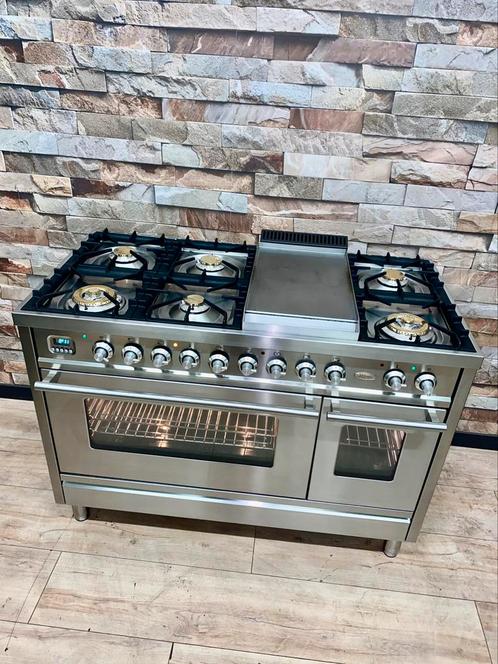 Luxe Boretti 7 pits Fornuis met Frytop & 2 ovens 120 cm, Elektronische apparatuur, Fornuizen, Zo goed als nieuw, Vrijstaand, Gas