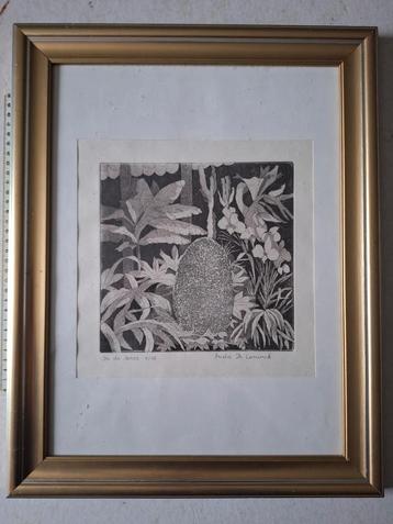Originele ets van Frida De Coninck "In de serre" beschikbaar voor biedingen