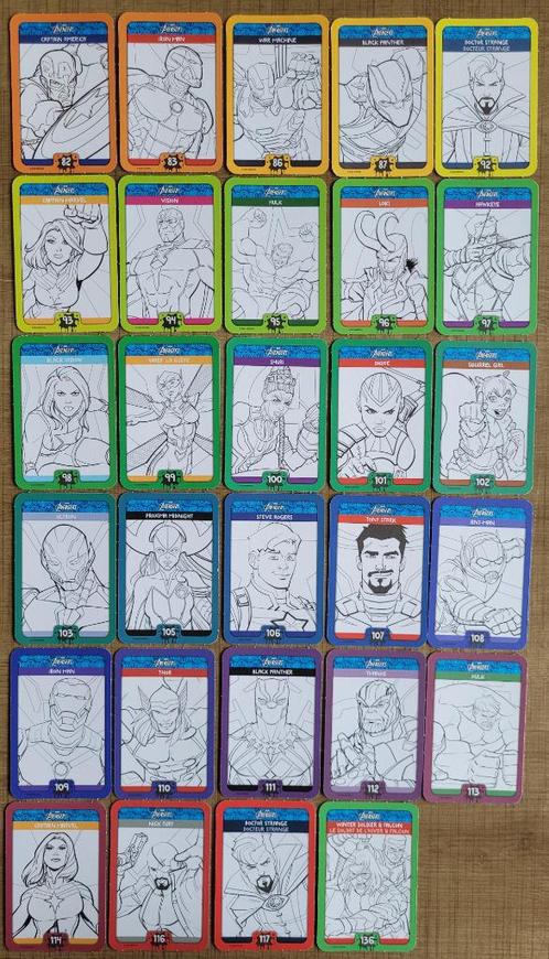 29 verzamelkaarten Marvel Avengers (Colour Magic), Verzamelen, Film en Tv, Zo goed als nieuw, Film, Foto of Kaart, Ophalen of Verzenden