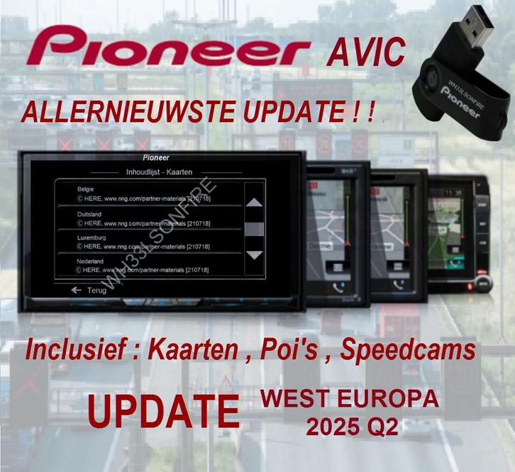 Pioneer AVIC USB Update west europa 2025 Q2, Computers en Software, Navigatiesoftware, Update, Verzenden