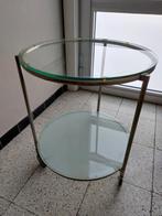 bijzet tafel inox met glas, Huis en Inrichting, Tafels | Bijzettafels, Ophalen, Zo goed als nieuw, Glas, 60 cm of meer