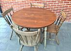 Stijlvolle ronde eettafel + 4 stoelen – direct klaar!, Huis en Inrichting, Tafels | Eettafels, Ophalen of Verzenden