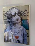 Grand poster encadré BANKSY " I love life" 100x70 cm Neuf, Maison & Meubles, Accessoires pour la Maison | Cadres, Enlèvement, Neuf