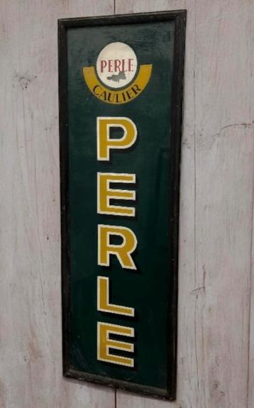 Publicité sur le verre à bière Perle, Enlèvement, Utilisé, Panneau publicitaire
