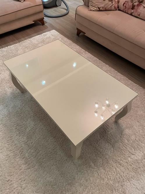 Witte salontafel, Huis en Inrichting, Tafels | Salontafels, Gebruikt, Minder dan 50 cm, 50 tot 100 cm, 100 tot 150 cm, Rechthoekig