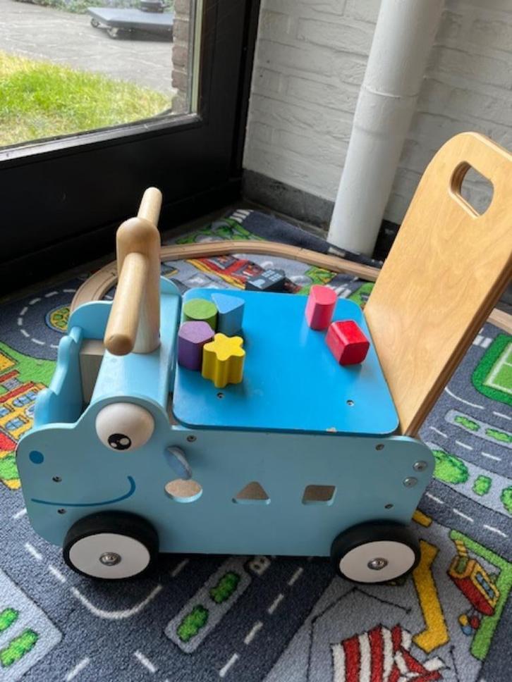 Loop en duwwagen nijlpaard, Kinderen en Baby's, Speelgoed | Houten speelgoed, Gebruikt, Duw- of Trekspeelgoed, Ophalen