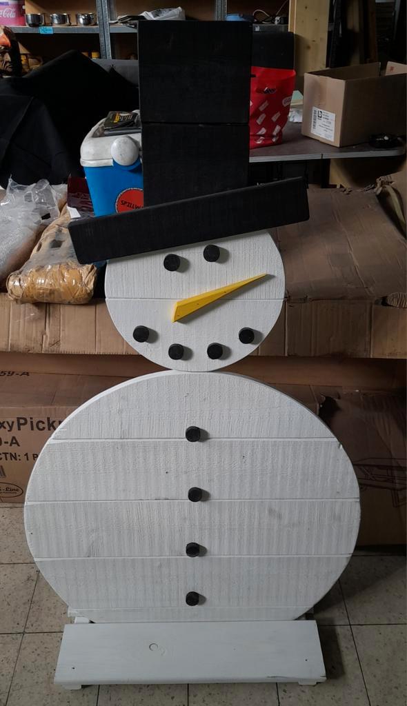 Houten sneeuwman, Hobby en Vrije tijd, Feestartikelen, Zo goed als nieuw, Ophalen