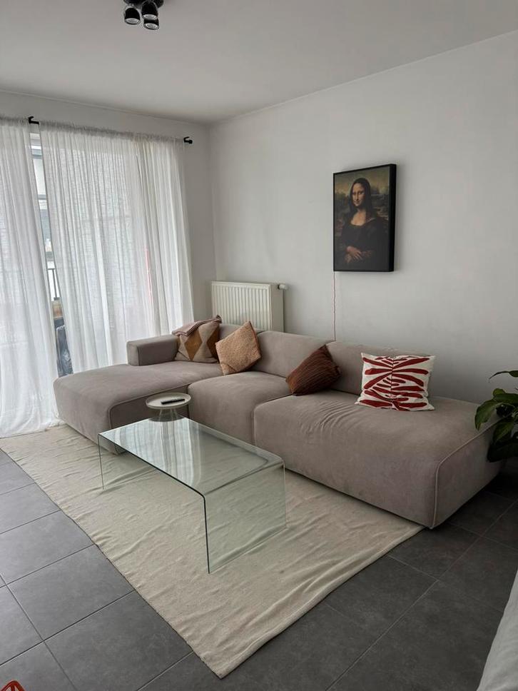 Hoeksalon Enjoy 308×165 cm – stof beige - 3 delig, Huis en Inrichting, Zetels | Complete zithoeken, Stof, Ophalen