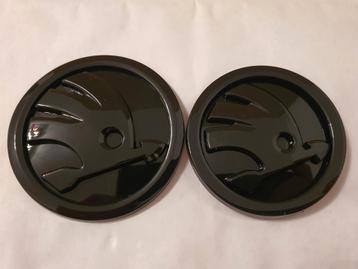 Skoda motorkap logo kofferbak embleem 90mm 80mm glans zwart beschikbaar voor biedingen