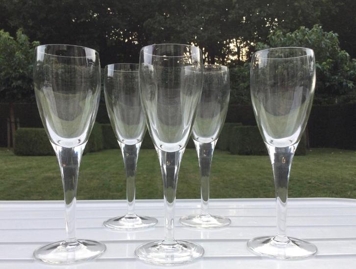 Set van 5 Kristallen Champagneglazen  Set/5€, Antiek en Kunst, Antiek | Glaswerk en Kristal, Ophalen