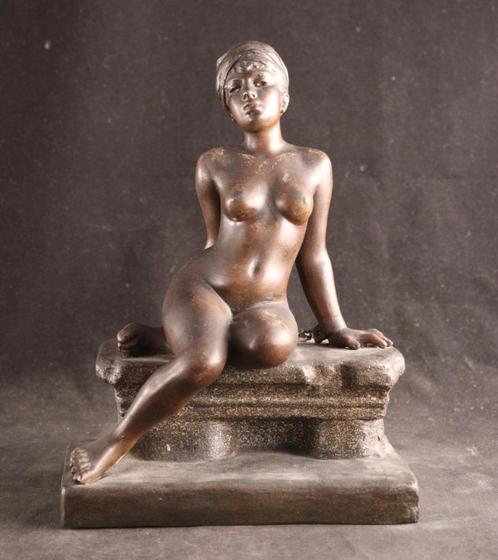 Sculptuur geketende slavin Emmanuel Villanis, Antiek en Kunst, Kunst | Beelden en Houtsnijwerken, Verzenden
