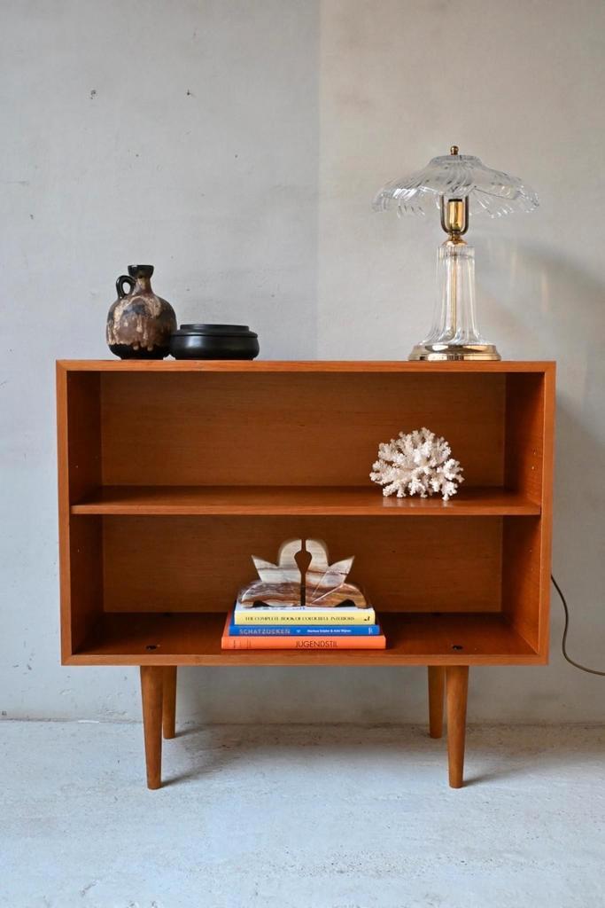 Bibliothèque ouverte Mid Century en placage de teck, Maison & Meubles, Armoires | Secrétaires, Utilisé, Enlèvement