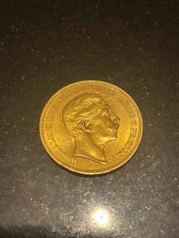 Gouden 20 Mark Duitse munt (Wilhelm II) beschikbaar voor biedingen