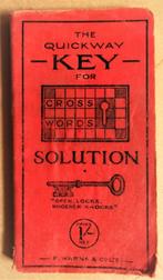 The Quickway Key for Cross Words Solution - 1925 - 1st ed., Gelezen, Ophalen of Verzenden, H.W. Hill, Overige onderwerpen
