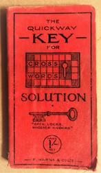 The Quickway Key for Cross Words Solution - 1925 - 1st ed., H.W. Hill, Enlèvement ou Envoi, Utilisé, Autres sujets/thèmes