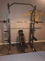 Cage a squat, 1barre olympique, 45kg de poids et banc muscu, Sports & Fitness, Équipement de fitness, Enlèvement, Neuf