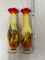 Vintage vases, Huis en Inrichting, Woonaccessoires | Vazen, Gebruikt, Oranje, Ophalen of Verzenden, Glas