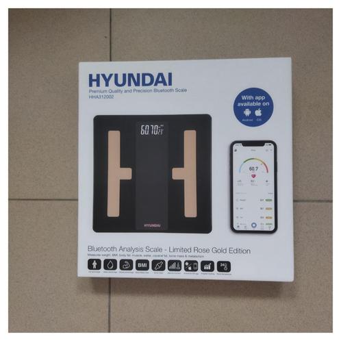 Pèse-personne d'analyse corporelle Hyundai - Bluetooth et ap, Electroménager, Balances, Neuf, Pèse-personne, Enlèvement ou Envoi