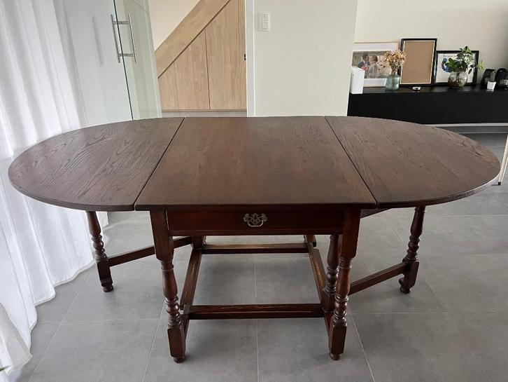 Engelse gateleg tafel (hangoortafel) met 4 stoelen, Huis en Inrichting, Tafels | Eettafels, Ophalen