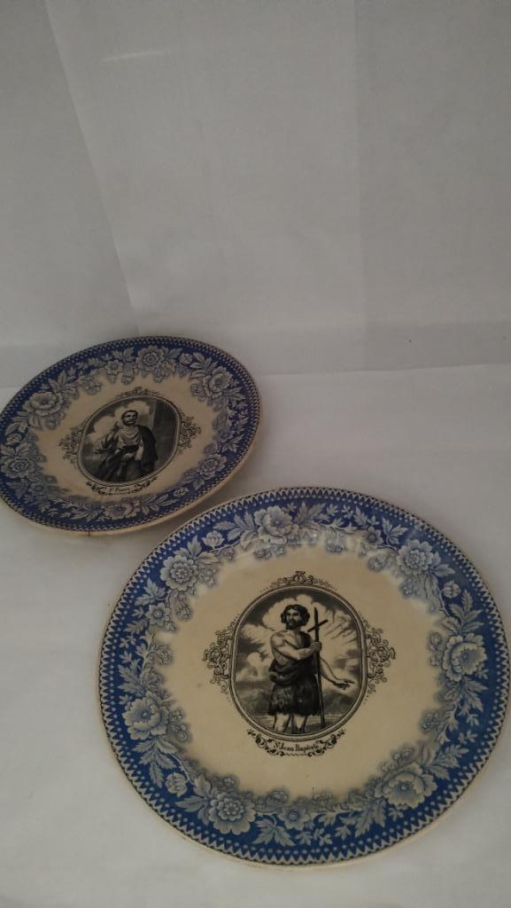 Boch Keramis 2 antieke borden met heiligen afbeeldingen, Antiquités & Art, Antiquités | Céramique & Poterie, Enlèvement ou Envoi