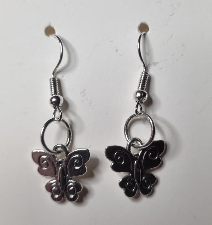 Boucles d'oreilles Papillon, Bijoux, Sacs & Beauté, Boucles d'oreilles, Neuf, Pendantes, Argent, Argent, Enlèvement ou Envoi