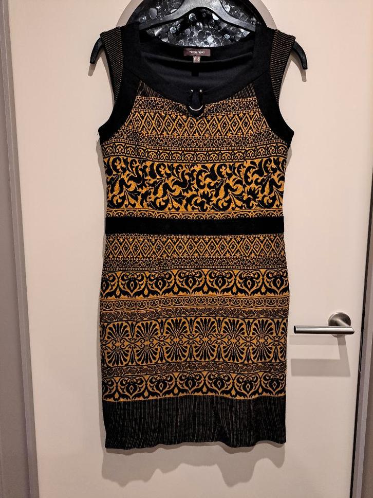 Marie Méro, jurk, 42, stretch, Belgische mode, Kleding | Dames, Jurken, Zo goed als nieuw, Maat 42/44 (L), Blauw, Onder de knie