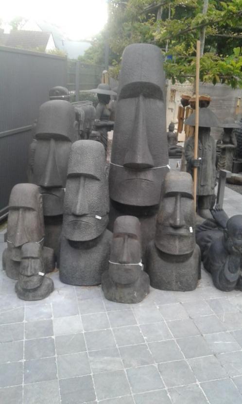 Reusachtig gepatineerd stenen moai-hoofdbeeld, hoogte 1 m 70, Tuin en Terras, Tuinbeelden, Nieuw, Boeddhabeeld, Steen, Ophalen