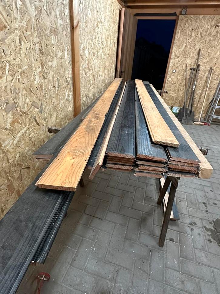 Douglas dakbeschot - zwart geschilderd, Jardin & Terrasse, Poteaux, Poutres & Planches, Comme neuf, Enlèvement