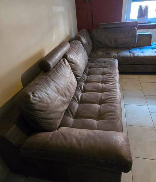 up2date design hoekbank bruine stof, Huis en Inrichting, Zetels | Zetels, Gebruikt, Hoekbank, Vierpersoons of meer, 300 cm of meer