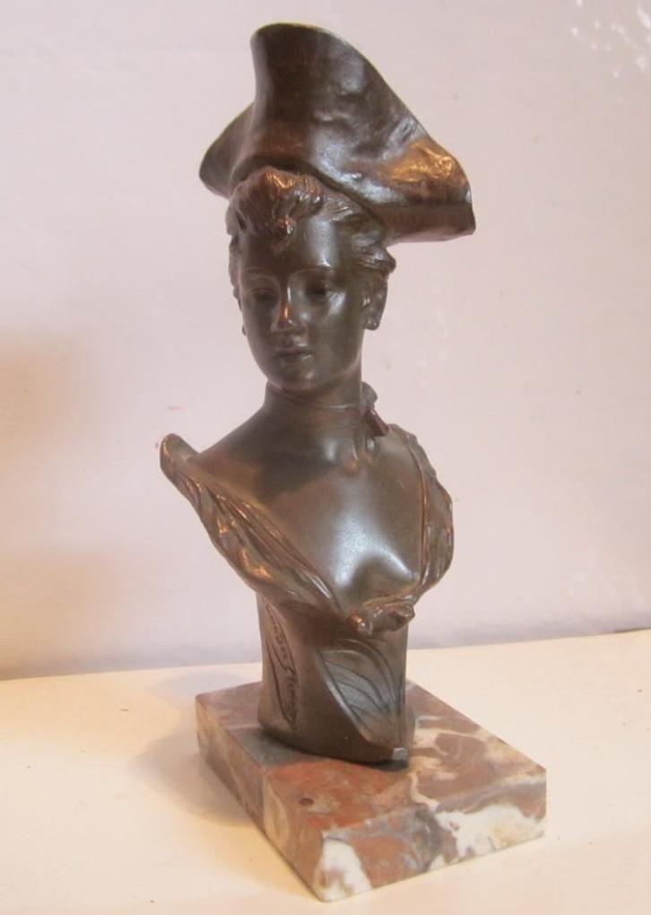 Art nouveau bronzen buste G Van Der Straeten, brons ca 1900, Antiek en Kunst, Kunst | Beelden en Houtsnijwerken, Verzenden