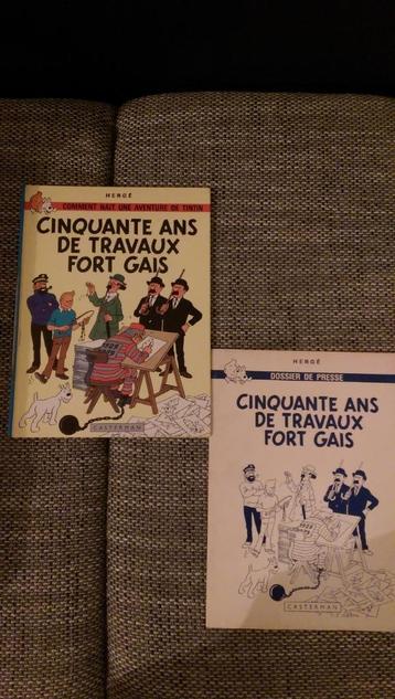 Rare tintin 50 ans de travaux fort gais + dossier de presse beschikbaar voor biedingen