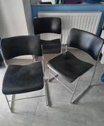 3 metalen stoelen uit de jaren 70, Gebruikt, Drie, Zwart, Ophalen of Verzenden
