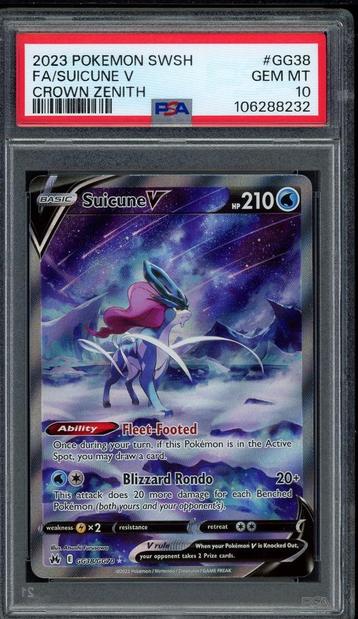 Suicune V PSA 10 - GG38/GG70 - Sword & Shield - Crown Zenith beschikbaar voor biedingen