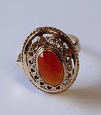 14 karaats gouden ring met facetgeslepen carneool, Ophalen of Verzenden, Goud, Ring, Met edelsteen