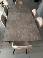 Uitschuifbare tafel met 6 stoelen met lopende garantie, Huis en Inrichting, Ophalen, Zo goed als nieuw