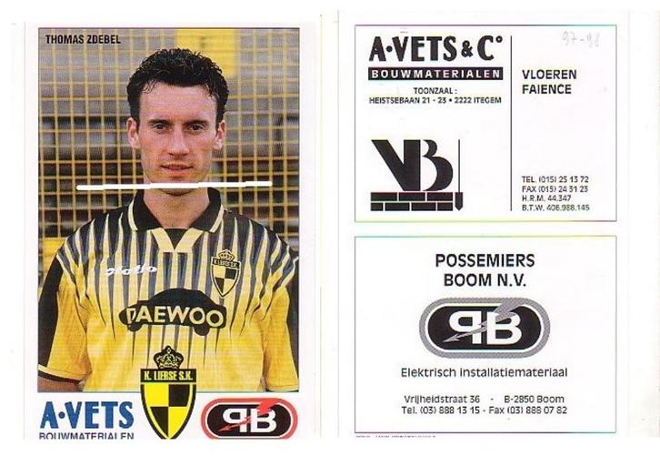 K.Lierse SK / 2 fotokaarten / Thomas Zdebel en Walter Simons, Verzamelen, Sportartikelen en Voetbal, Zo goed als nieuw, Spelerskaart