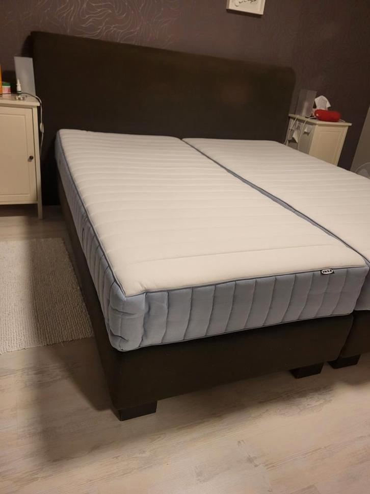 Lit Boxspring Beka 180 cm de large Olivier Strelli, Maison & Meubles, Chambre à coucher | Lits boxsprings, 180 cm, Brun, Enlèvement ou Envoi