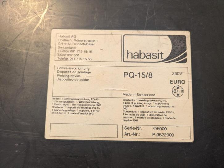Habasit PQ 15/8 lasset - Riem/riem, Doe-het-zelf en Bouw, Gereedschap | Lasapparaten, Zo goed als nieuw, Overige typen, Minder dan 150 ampère
