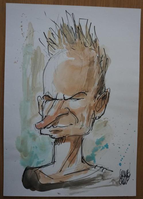 Aquarel Sting (door Charles Cambré) - origineel werk, Boeken, Stripverhalen, Nieuw, Ophalen
