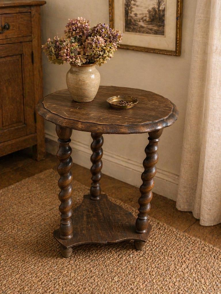 Antiek bijzettafeltje / plantentafel – gedraaide poten, Maison & Meubles, Tables | Tables d'appoint, Comme neuf, Enlèvement