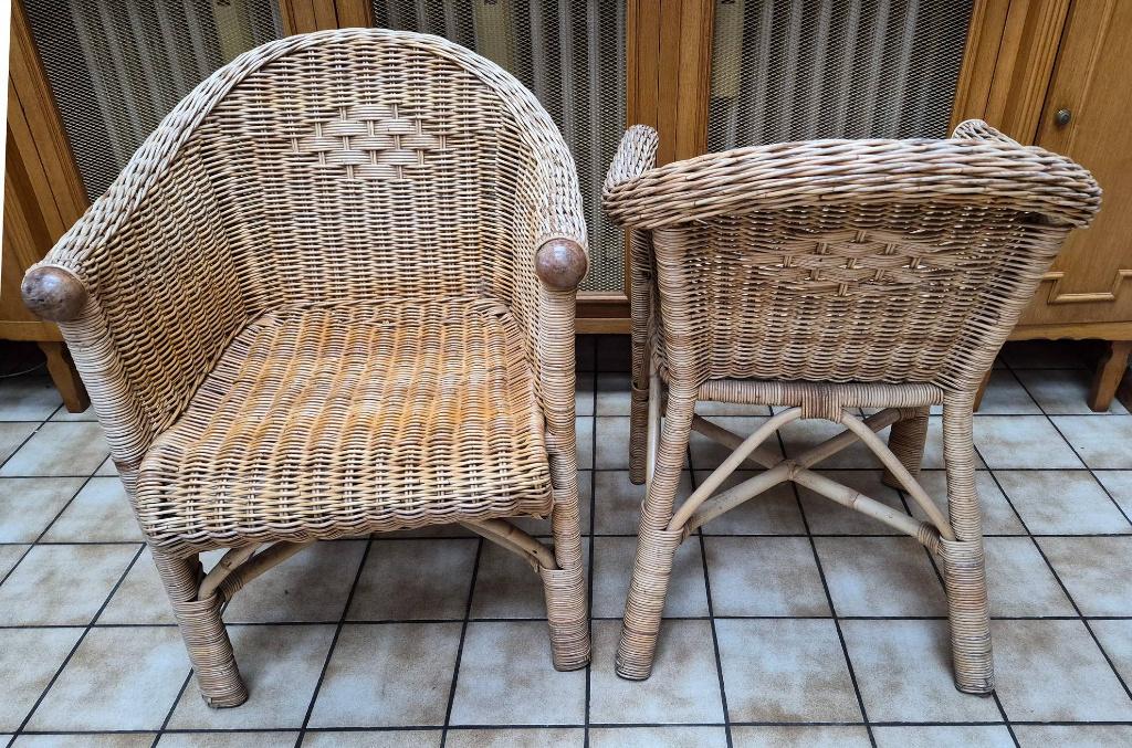 Set van 2 degelijke Rotan zetels, Tuin en Terras, Ophalen, Gebruikt, Rotan