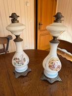 Antieke opaalglazen olielampen set., Ophalen