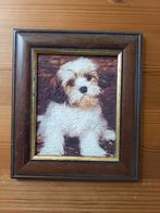 Print van hondje-houten kader., Moins de 50 cm, Enlèvement ou Envoi, Utilisé, Imprimé
