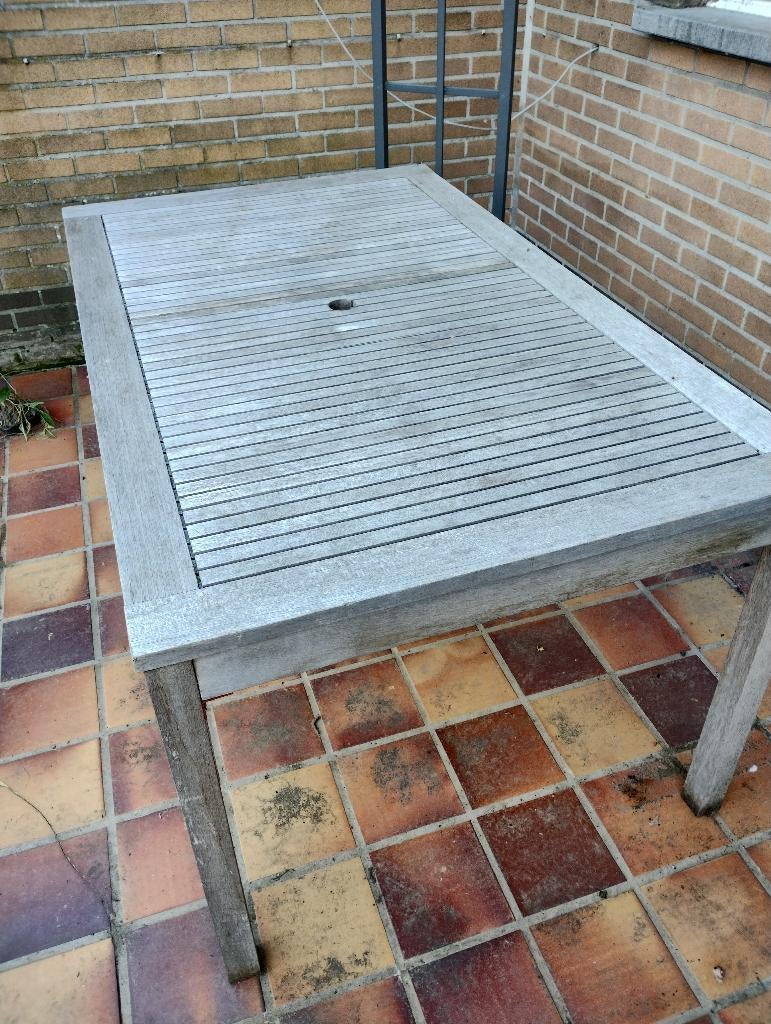 Teak tuintafel, Tuin en Terras, Ophalen, Gebruikt, Rechthoekig