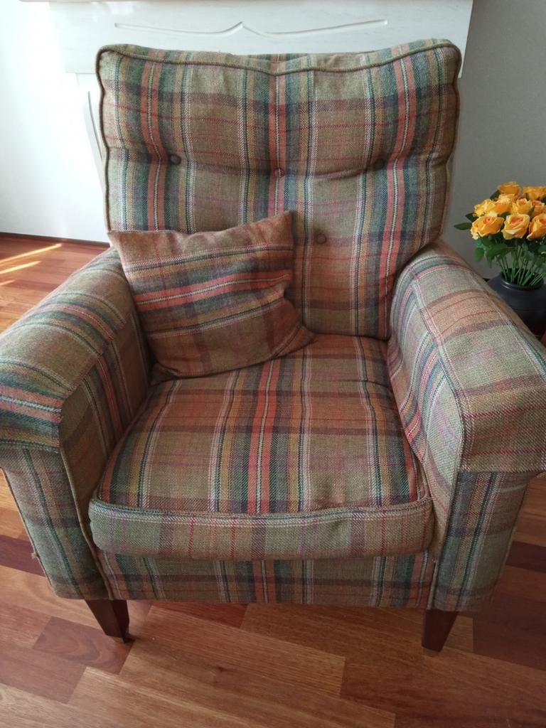 Wollen fauteuil, Huis en Inrichting, Ophalen, Gebruikt, Stof, Engels